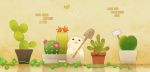  :3 butterfly cactus hamster no_humans original otoufu_(12488682) shovel solo worktool 