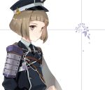  1boy brown_eyes brown_hair dakuro hat maeda_toushirou male_focus military military_uniform necktie short_hair sode solo touken_ranbu uniform 