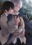  2boys aldnoah.zero brown_hair green_eyes grey_hair hug hug_from_behind kaizuka_inaho kurogoma_(monkey88) multiple_boys silver_hair slaine_troyard yaoi 