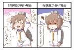 +++ 1girl :d ^_^ arms_up brown_eyes brown_hair closed_eyes hair_between_eyes kantai_collection long_sleeves open_mouth rinmei sailor_collar sailor_dress short_hair smile solo squiggle translation_request yukikaze_(kantai_collection) 