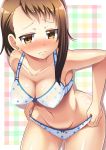  1girl blush bra breasts brown_eyes brown_hair cleavage kondou_ryunosuke nisekoi onodera_kosaki panties short_hair underwear undressing 