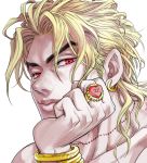  1boy blonde_hair bracelet dio_brando jewelry jojo_no_kimyou_na_bouken merumeru626 red_eyes ring scar solo stitches 