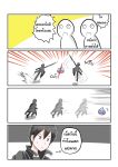  /\/\/\ 1boy 4koma afterimage catstudioinc_(punepuni) comic dragon_quest emphasis_lines highres kirito slashing slime_(dragon_quest) sword sword_art_online thai translation_request weapon 