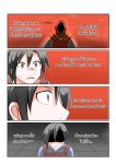  2boys 4koma black_eyes black_hair catstudioinc_(punepuni) comic faceless_hood highres kirigaya_suguha kirito multiple_boys red_sky shaded_face sky sword_art_online thai translation_request 