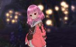  arms_behind_back dress final_fantasy final_fantasy_xiv highres lalafell long_hair looking_at_viewer pink_eyes pink_hair pointy_ears smile thigh-highs 