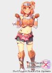  1girl absurdres bike_shorts blush brave_soul burnt_clothes highres kokka_han midriff orange_eyes orange_hair short_hair solo torn_bike_shorts torn_clothes 