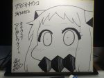 artist_name blush commentary covered_mouth dated horns kantai_collection looking_at_viewer monochrome northern_ocean_hime shinkaisei-kan signature translated yamato_nadeshiko 