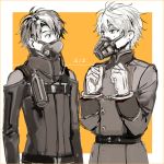  2boys aldnoah.zero face_mask ichinose777 kaizuka_inaho mask monochrome multiple_boys muzzle pilot_suit slaine_troyard 