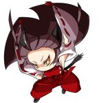  1girl animal_ears armpits breasts brown_hair cat_ears cat_tail chibi chopping detached_sleeves hakama japanese_clothes kemonomimi_mode leotard long_hair lowres m.u.g.e.n nontraditional_miko original rekise sendai_hakurei_no_miko solo tail touhou 