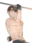  1boy aldnoah.zero brown_eyes brown_hair eyepatch kaizuka_inaho male_focus reammara shirtless short_hair 