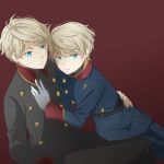  2boys aldnoah.zero aqua_eyes blonde_hair blue_eyes dual_persona gloves military military_uniform multiple_boys seiran_(blue-orchid) silver_hair slaine_troyard uniform 