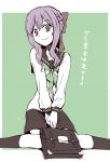 1girl highres hiiragi_shinoa long_hair owari_no_seraph purple_hair ribbon school_uniform seiko_(cleanage) skirt smile solo violet_eyes 