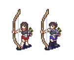  2girls akagi_(kantai_collection) bow_(weapon) crossover fire_emblem kaga_(kantai_collection) kantai_collection lowres multiple_girls sniper_(fire_emblem) sprite_art weapon 