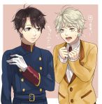  aldnoah.zero blonde_hair brown_eyes brown_hair cosplay costume_switch green_eyes junka-sakura kaizuka_inaho kaizuka_inaho_(cosplay) military military_uniform silver_hair slaine_troyard slaine_troyard_(cosplay) translated uniform 