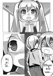  1boy 1girl catstudioinc_(punepuni) comic glowing glowing_eyes kaito left-to-right_manga mikudayoo monochrome necktie shaded_face spring_onion thai translation_request twintails vocaloid 
