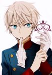  1boy aldnoah.zero biting blonde_hair blue_eyes glove_biting gloves mouth_hold silver_hair slaine_troyard solo tsukimori_usako 