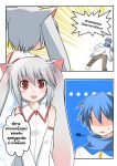  ... animal_ears blue_hair catstudioinc_(punepuni) comic detached_sleeves emphasis_lines grey_hair highres kaito kyubey left-to-right_manga mahou_shoujo_madoka_magica personification red_eyes scarf shaded_face thai translation_request vocaloid wing_collar 