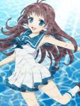  1girl blue_eyes brown_hair long_hair mukaido_manaka nagi_no_asukara sailor_dress school_uniform serafuku shelty 