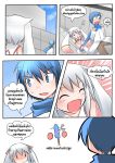  &gt;_&lt; =3 ^_^ animal_ears blue_eyes blue_hair catstudioinc_(punepuni) closed_eyes comic detached_sleeves emphasis_lines flying_sweatdrops grey_hair highres index_finger_raised kaito kyubey left-to-right_manga mahou_shoujo_madoka_magica panties personification phallic_symbol popsicle scarf scarf_pull scissors shaded_face sweatdrop thai translation_request underwear vocaloid wing_collar |_| 