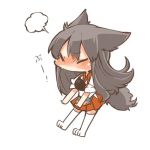  1girl akagi_(kantai_collection) animal_ears black_hair blush chibi closed_eyes dog_ears dog_tail kantai_collection long_hair lowres rebecca_(keinelove) tail 