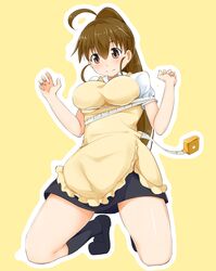  1girl apron breasts brown_eyes brown_hair highres long_hair ponytail solo taneshima_popura waitress working!! 