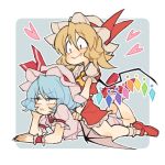  2girls flandre_scarlet looking_at_another multiple_girls nappooz remilia_scarlet siblings sisters sitting sitting_on_person touhou 