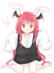  1girl barefoot bat_wings head_wings koakuma long_hair mickeysmith open_mouth oversized_clothes red_eyes redhead sleeves_past_wrists solo touhou wings younger 