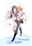  1boy 1girl bucket carrying child father_and_daughter fish fishing_rod isi88 lina&#039;s_father lina_inverse long_hair orange_hair red_eyes slayers younger 