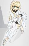  blonde_hair dress kekkai_sensen sandals twintails white_(kekkai_sensen) white_dress 