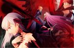  1boy 3girls armor chain dark_sakura fate/stay_night fate_(series) matou_sakura multiple_girls naoko_(juvenile) ribbon rider saber saber_alter 