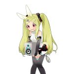  animal_ears artist_request clock cosplay detached_sleeves green_hair hatsune_miku highres kokuhime_rabbit-white_(uchi_no_hime-sama_ga_ichiban_kawaii) long_hair open_mouth red_eyes transparent_background twintails uchi_no_hime-sama_ga_ichiban_kawaii very_long_hair vocaloid vocaloid_append 