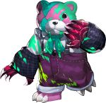  alternate_costume artist_request chaos_online claws full_body gurr_(chaos_online) highres no_humans official_art one-eyed simple_background solo stitches stuffed_animal stuffed_toy suspenders teddy_bear transparent_background walking 