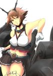  1girl armpits endou_(zettai_bluenoid) highres kantai_collection midriff mutsu_(battleship) mutsu_(kantai_collection) navel solo 