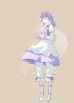  1girl bloomers blue_eyes blue_hair boots dress hat juliet_sleeves layered_dress letty_whiterock light_smile long_sleeves puffy_sleeves shaded_face snow solo touhou turtleneck underwear veil yamamomo_(plank) yuki_onna 