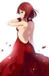  1girl alp back dress from_behind looking_at_viewer looking_back love_live!_school_idol_project nishikino_maki red_dress redhead short_hair smile solo violet_eyes 
