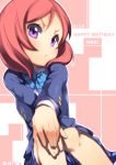  1girl blush happy_birthday looking_at_viewer love_live!_school_idol_project nishikino_maki redhead short_hair solo uniform violet_eyes yuuzii 