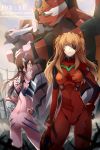  2girls blue_eyes bodysuit brown_hair english evangelion:_3.0_you_can_(not)_redo eyepatch glasses hair_ornament hairband highres long_hair looking_at_viewer makinami_mari_illustrious multiple_girls neon_genesis_evangelion ng_(chaoschyan) orange_hair plugsuit rebuild_of_evangelion shikinami_asuka_langley shiny shiny_clothes smile souryuu_asuka_langley standing twintails 