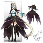  1girl black_legwear blonde_hair blue_eyes breasts character_request character_sheet choker cleavage detached_sleeves flower_eyepatch full_body large_breasts long_hair pas_(paxiti) showgirl_skirt solo thigh-highs turnaround twintails very_long_hair 