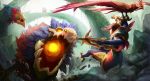  alternate_hair_color bird bow_(weapon) crossbow facing_away gameplay_mechanics gauntlets hairpiece highres hood league_of_legends long_hair monster open_mouth pink_hair quinn tagme valor_(league_of_legends) weapon wing_(wingho) 