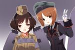  2girls girls_und_panzer kuro_(kuronell) milihime_taisen military military_uniform multiple_girls short_hair tagme uniform 
