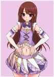  aikatsu! brown_hair elbow_gloves gloves long_hair midriff navel shibuki_ran skirt tyranu violet_eyes 