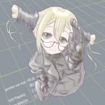  1girl blonde_hair glasses gloves grid highres robin_sena robotics;notes twintails witch_hunter_robin yellow_eyes 