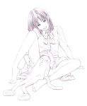  1girl barefoot dress_shirt monochrome original shirt sketch solo traditional_media yoshitomi_akihito 