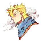  1boy blonde_hair caesar_anthonio_zeppeli clouds facial_mark green_eyes jojo_no_kimyou_na_bouken profile sakaikurinea scarf solo 