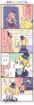  /\/\/\ 2girls 4koma =o ayase_eli blonde_hair brown_hair comic crossover flashlight hair_ribbon hat long_hair love_live!_school_idol_project minami_kotori monocle moomin moomintroll multiple_girls necktie ponytail ribbon tagme ususa70 yellow_eyes 