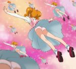  6+girls flying from_behind go!_princess_precure haruyama_kazunori ichijou_ranko multiple_girls multiple_persona outstretched_arms panties precure skirt underwear 