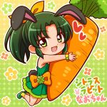  carrot chibi green_eyes green_hair happy long_hair midorikawa_nao ponytail smile_precure! 