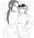  2girls female_admiral_(kantai_collection) gloves ikeshita_moyuko kantai_collection long_hair military military_uniform multiple_girls naval_uniform skirt uniform 