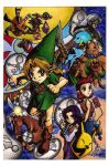  anju clock darmani deku deku_sprout epona fierce_deity fingerless_gloves gloves goron guitar hat highres instrument kafei kamitorishin key majora&#039;s_mask mask ocarina sword tagme tatl the_legend_of_zelda weapon zora 