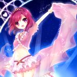  1girl belt highres looking_at_viewer love_live!_school_idol_project midriff music_s.t.a.r.t!! navel nishikino_maki open_mouth redhead short_hair skirt smile solo tiara violet_eyes ytuorvi 